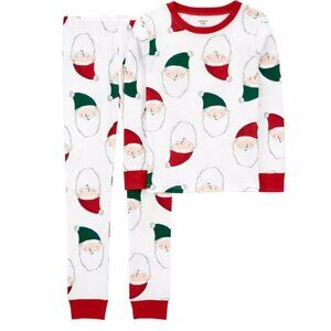 NWT. CARTER'S Baby Girls Santa 2-Piece Snug Fit 100% Cotton Pajamas